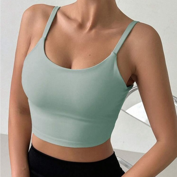 Low Cut Back Cami Cropped Top Padded Bralette Bra Black - Picture 6 of 16